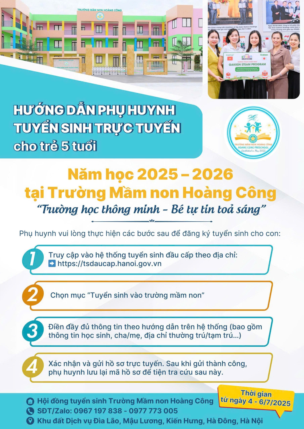 HƯỚNG DẪN PHỤ HUYNH ĐĂNG KÍ TRỰC TUYẾN CHO TRẺ 5 TUỔI